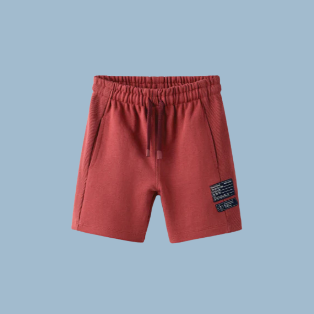 Red Fleece Shorts with Ribbed Panels | 2-14 YRS